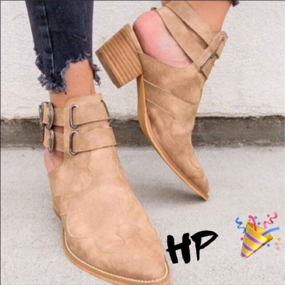 Mi.iM Shoes - Distressed faux leather double ankle strap booties